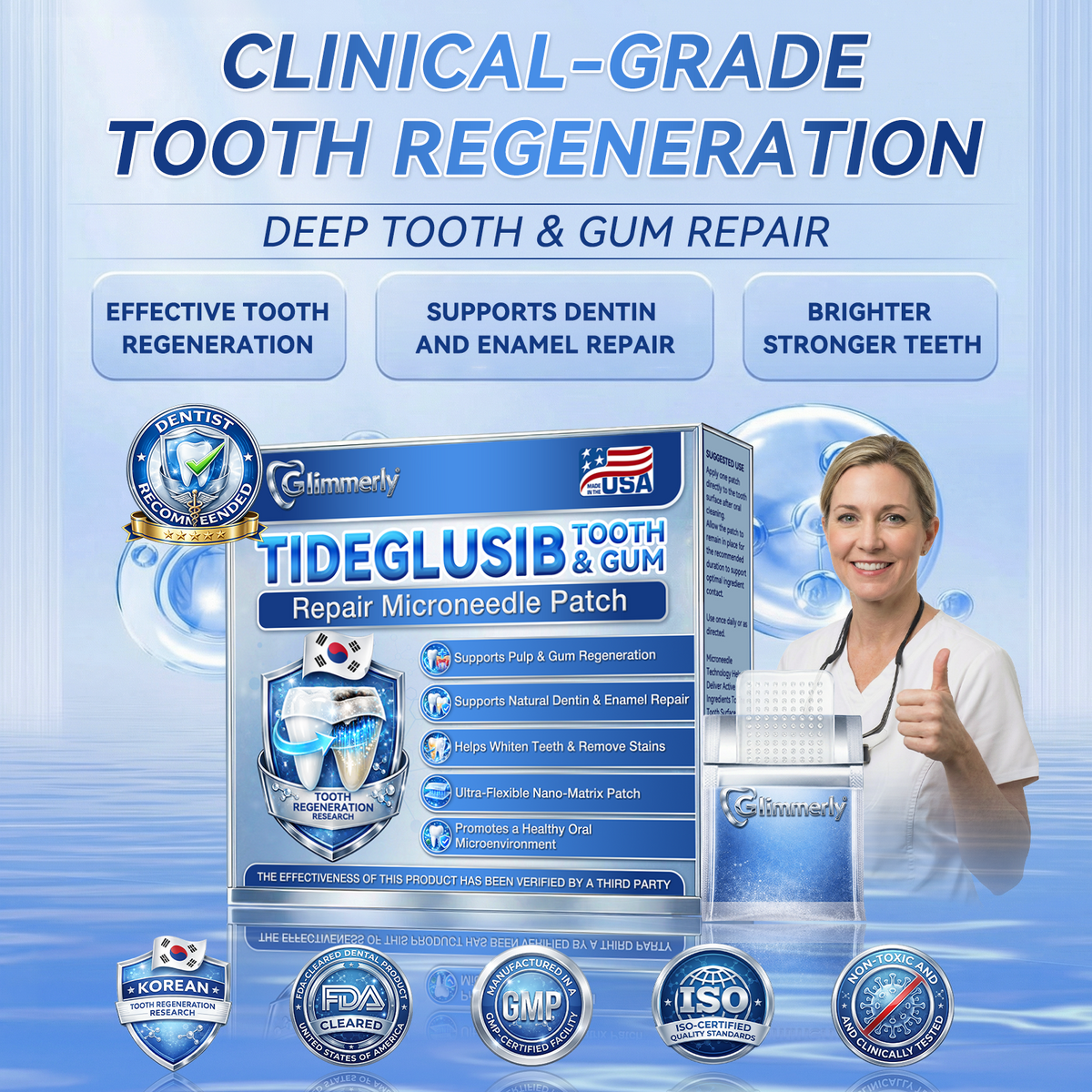 🦷𝐆𝐥𝐢𝐦𝐦𝐞𝐫𝐥𝐲®🏹🚀 𝐓𝐢𝐝𝐞𝐠𝐥𝐮𝐬𝐢𝐛 𝐓𝐨𝐨𝐭𝐡 & 𝐆𝐮𝐦 𝐑𝐞𝐩𝐚𝐢𝐫 𝐌𝐢𝐜𝐫𝐨𝐧𝐞𝐞𝐝𝐥𝐞 𝐏𝐚𝐭𝐜𝐡  | 𝐀𝐝𝐯𝐚𝐧𝐜𝐞𝐝 𝐒𝐭𝐞𝐦-𝐂𝐞𝐥𝐥 𝐀𝐜𝐭𝐢𝐯𝐚𝐭𝐢𝐨𝐧 𝐓𝐞𝐞𝐭𝐡 𝐒𝐭𝐫𝐢𝐩𝐬(🦷𝐑𝐞𝐛𝐮𝐢𝐥𝐝 𝐄𝐧𝐚𝐦𝐞𝐥 & 𝐃𝐞𝐧𝐭𝐢𝐧 • 𝐒𝐭𝐫𝐞𝐧𝐠𝐭𝐡𝐞𝐧 𝐆𝐮𝐦𝐬 • 𝐄𝐫𝐚𝐝𝐢𝐜𝐚𝐭𝐞 𝐓𝐚𝐫𝐭𝐚𝐫 & 𝐎𝐝𝐨𝐫 • 𝐒𝐭𝐨𝐩 𝐓𝐨𝐨𝐭𝐡 𝐒𝐞𝐧𝐬𝐢𝐭𝐢𝐯𝐢𝐭𝐲)